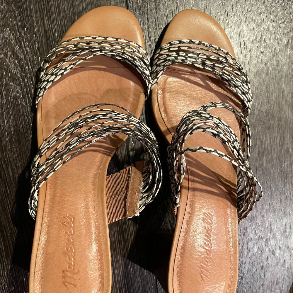 Madwell Women's Shoes - Black & White Strap - Size 8.5